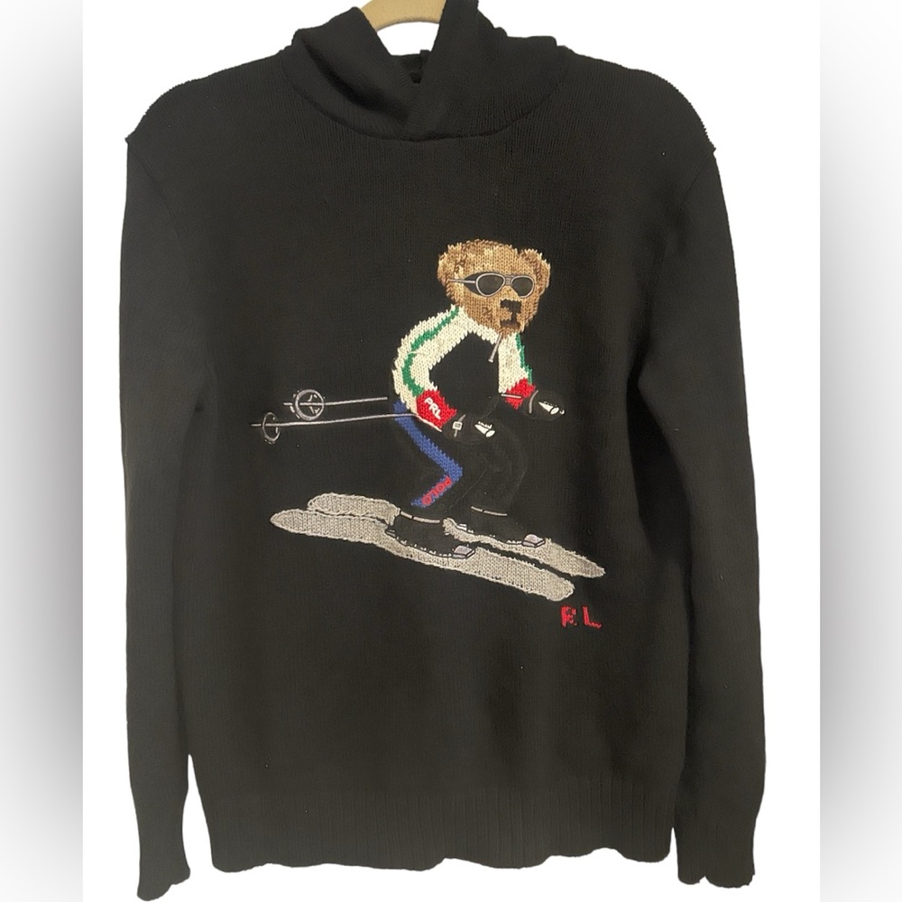 Vintage Polo Ralph Lauren bear ski sweater with hood small